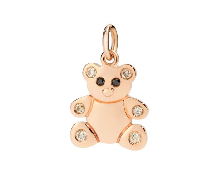 ORSETTO. Dodo Ciondolo in oro rosa 9 kt con diamanti black trattati e brown